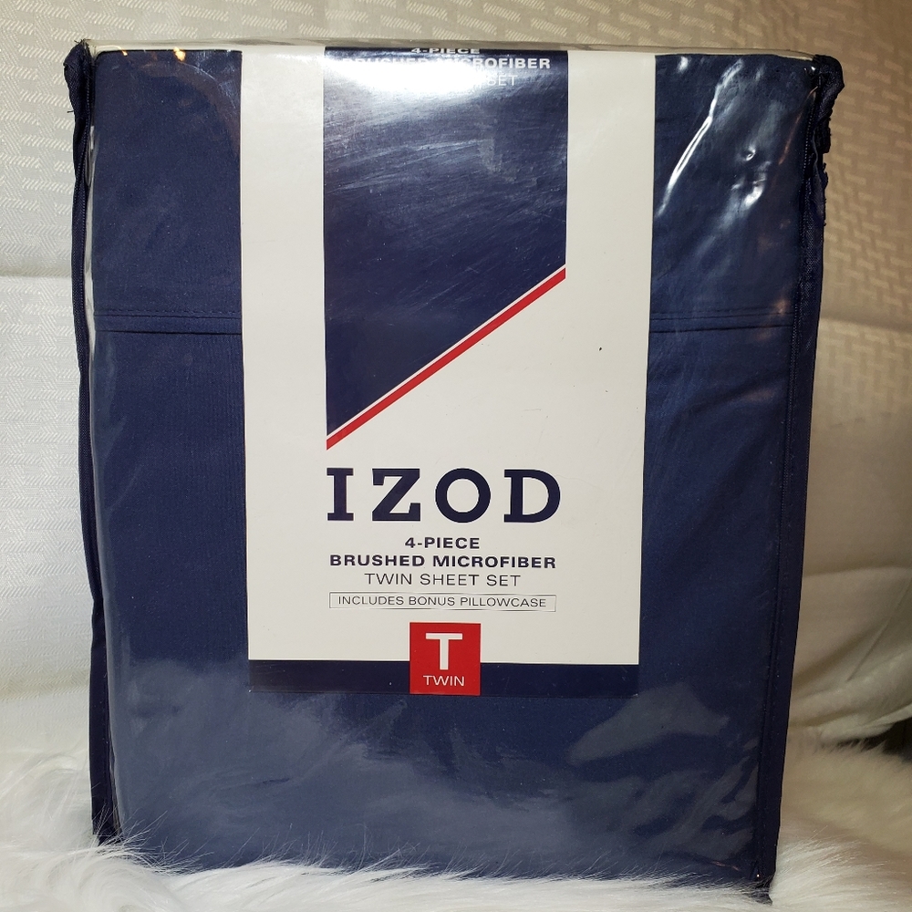 IZOD Twin Sheet Set 4 pieces navy blue